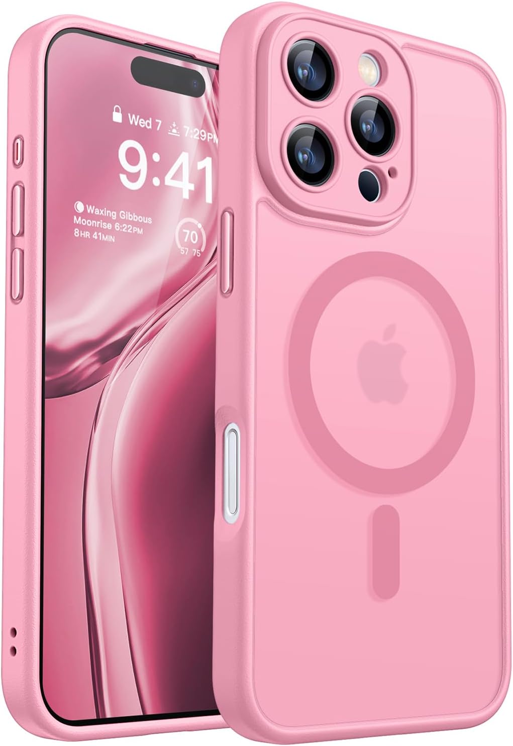 Pink Translucent MagSafe iPhone 16 Pro Max Case with Full Camera Protection by CANSHN