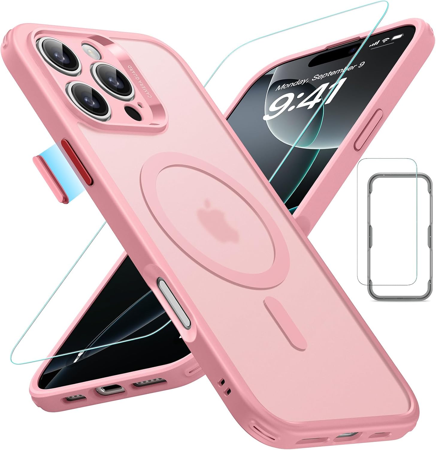 Pink Translucent MagSafe iPhone 16 Pro Max Case (4-in-1 Set) by ESR