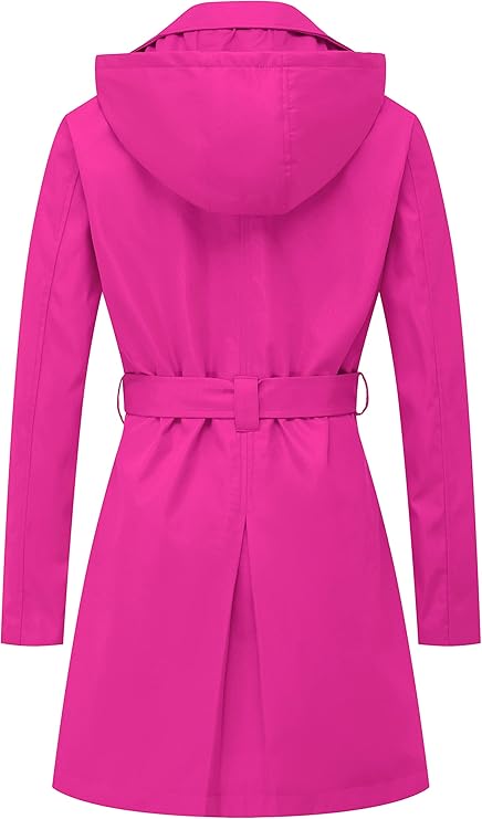 Chrisuno Women's Double Breasted Mid-Length Trench Coat in Pink 2