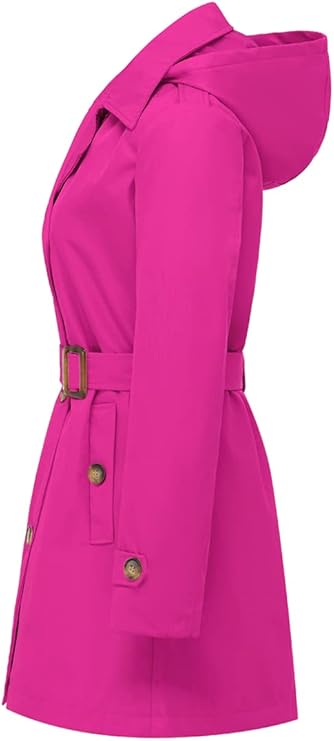 Chrisuno Women's Double Breasted Mid-Length Trench Coat in Pink 3