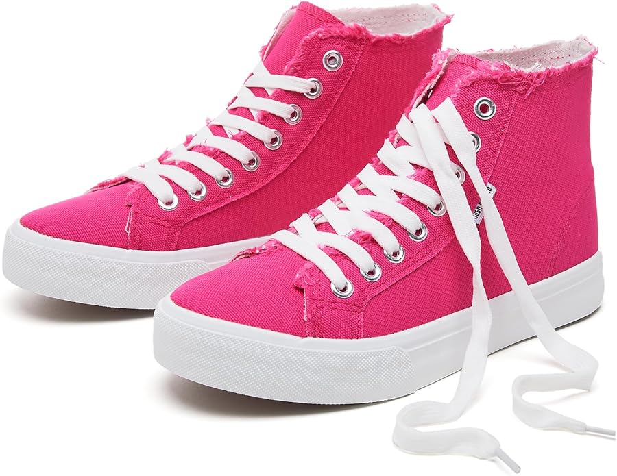 High Top Canvas Sneakers in Pink by Hash Bubbie
