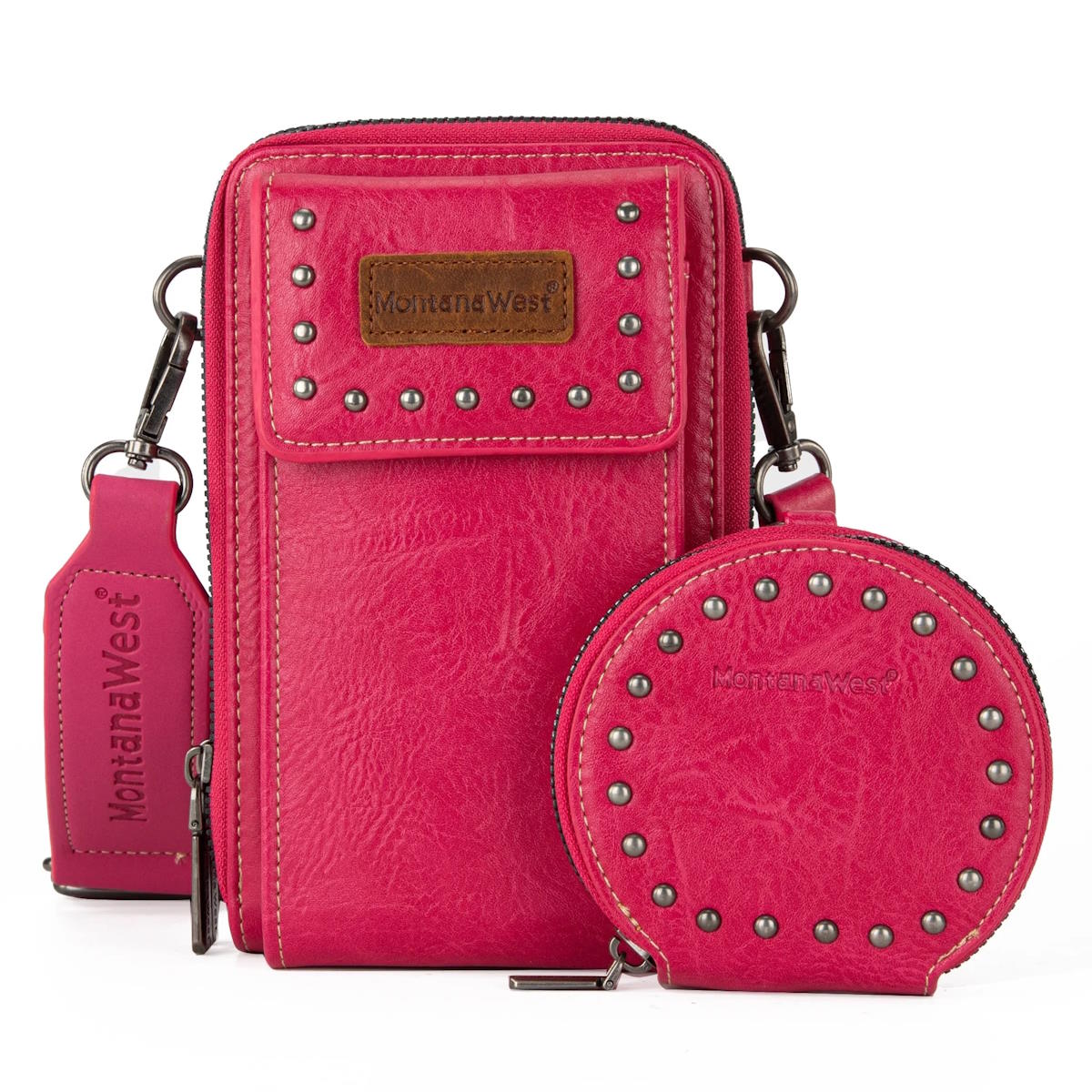 Montana West Small Crossbody Cell Phone Wallet Purse for Women, Pink Vegan Leather